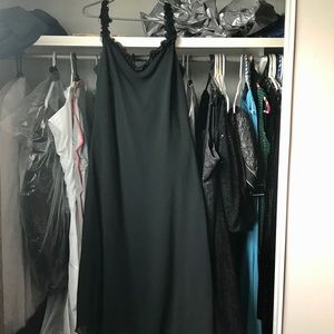 Asymmetric off-the-shoulder formal gown